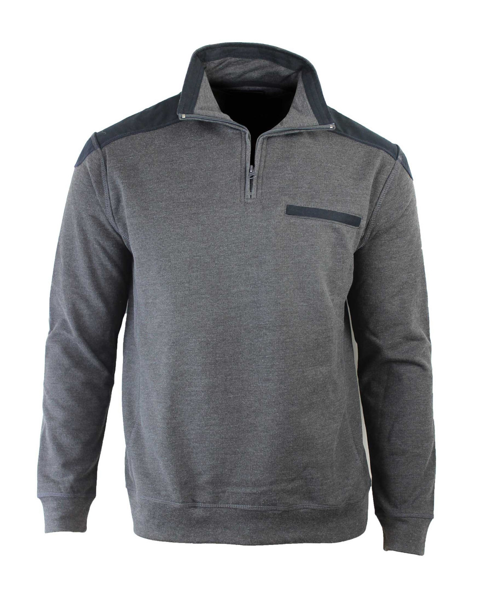 Sweat-shirt homme col zippé gris résistant – BELFAST1