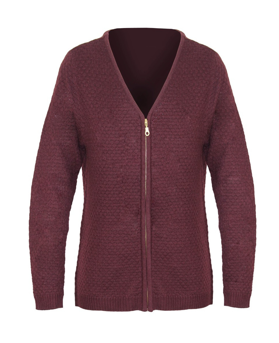 Cardigan femme bordeaux CAFE1 – Maille fantaisie et confort