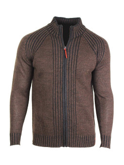 Cardigan zippé WINCHESTER CAIMAN1B – Brun/Noir chic