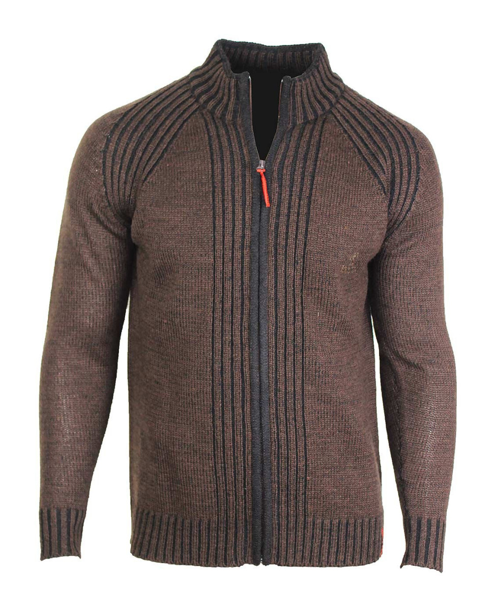Cardigan zippé WINCHESTER CAIMAN1B – Brun/Noir chic