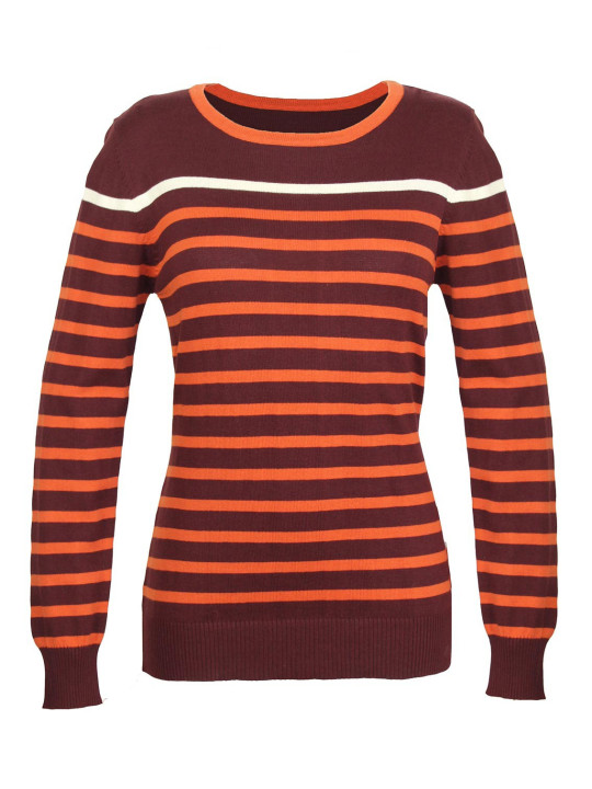 Méta titre (50-60 caractères) : Pull rayé femme coton CAKE1C choco/orange – Style moderne