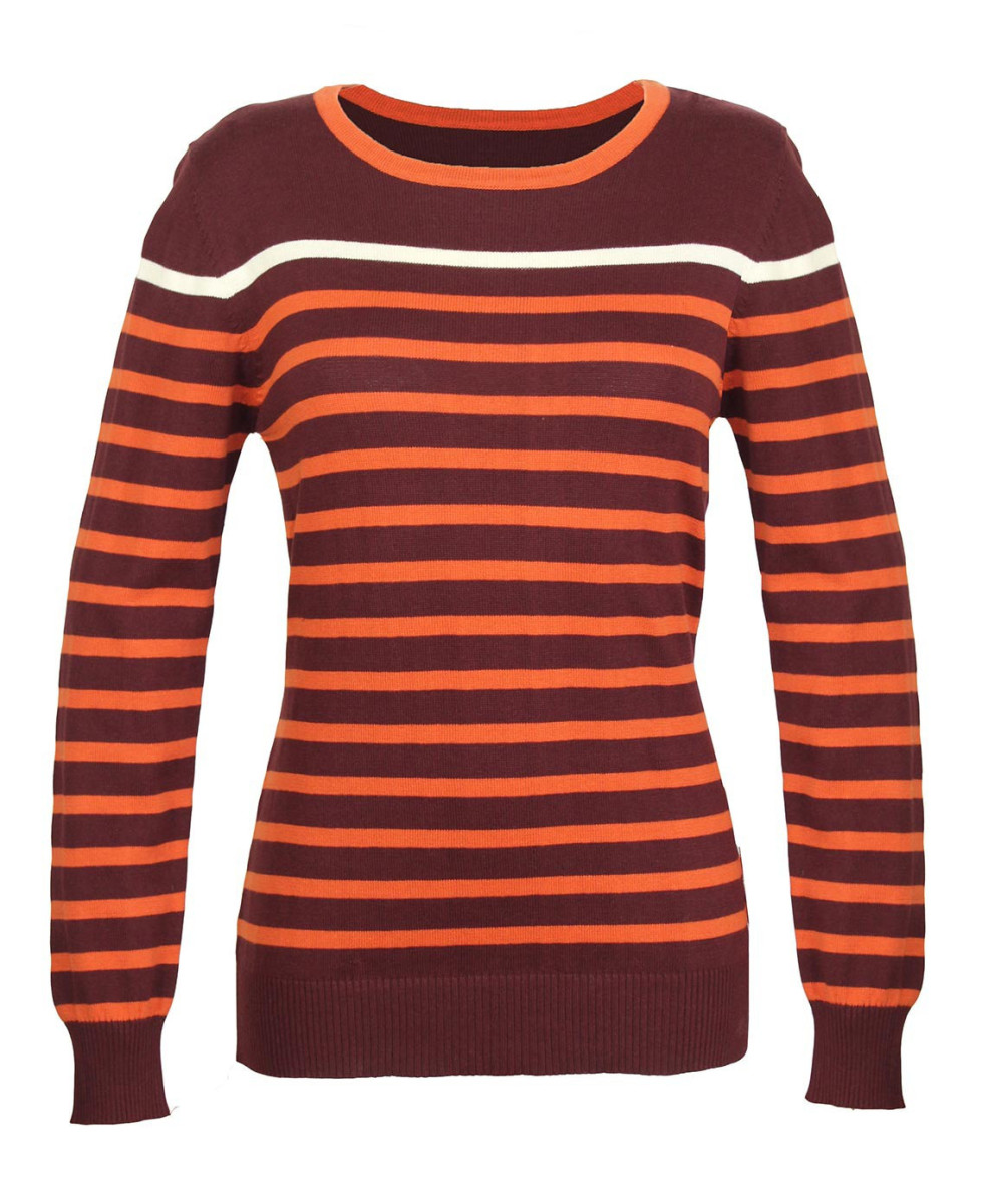 Méta titre (50-60 caractères) : Pull rayé femme coton CAKE1C choco/orange – Style moderne