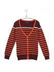 Cardigan femme choco/orange CALVI1C – Boutons & confort coton