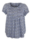 Chemisier femme confort viscose – Imprimé bleu/vert/noir, col froncé