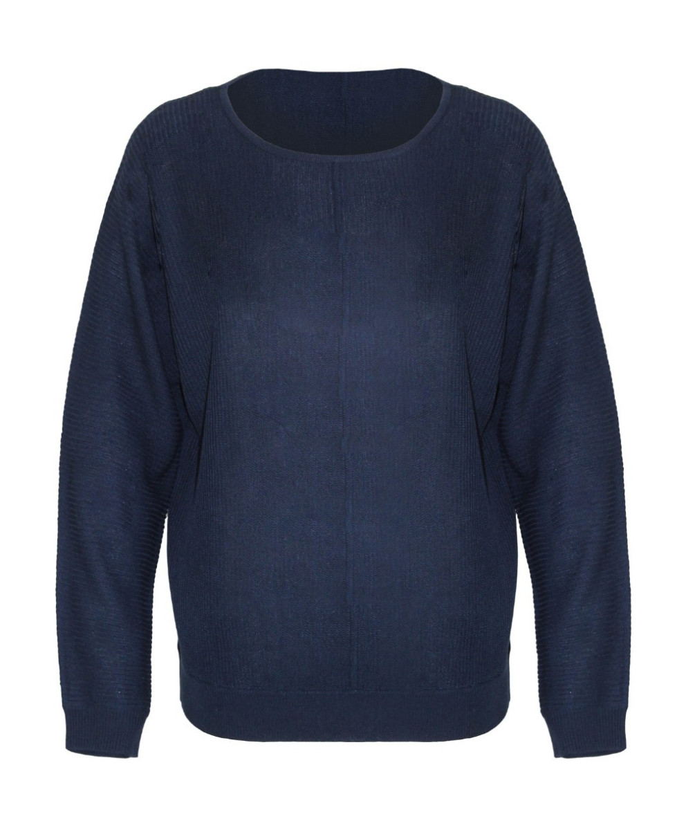 Pull maille côtelée marine CANON2 – Ample, doux et stylé