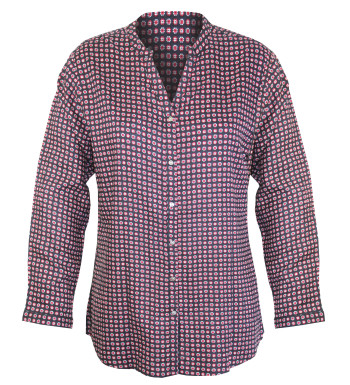 Chemisier imprimé noir/rouge femme – Viscose, manches longues