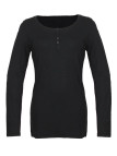 Tee-shirt noir CHAZAL1N long col rond boutonné femme
