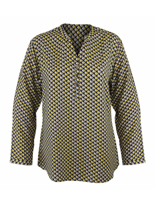 Tunique femme viscose imprimée all over – Jaune/Gris/Marine