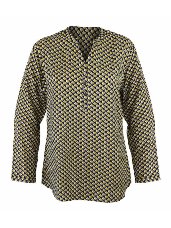 Tunique femme viscose imprimée all over – Jaune/Gris/Marine