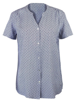 Chemisier confort blanc/noir femme – Manche courte, viscose, boutons