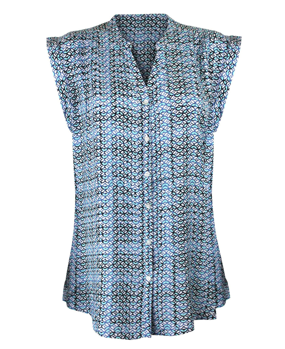 Chemisier femme rose/bleu/noir – Confort, viscose, manches courtes