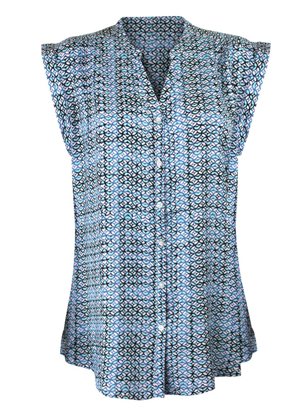 Chemisier femme rose/bleu/noir – Confort, viscose, manches courtes