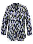 Chemisier fleuri femme marine/jaune/bleu – Viscose, manches longues