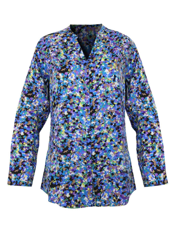 Chemisier femme imprimé violet/vert/bleu – Viscose, manches longues