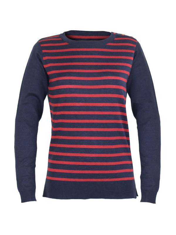 Pull marin femme CITOYEN1 marine/rouge – Rayures tendance