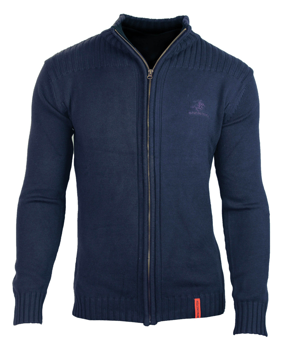 Cardigan col montant WINCHESTER CLIFF1 – Bleu marine chic