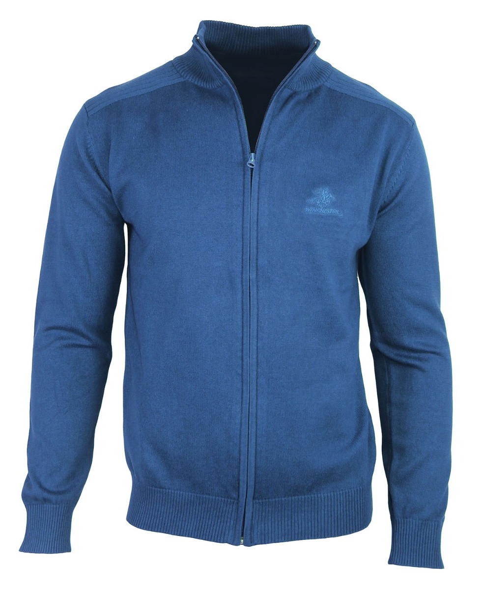 Cardigan Zippé Homme Bleu Winchester - Confort & Style 100% Coton