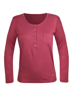 Tee-shirt brique CLOE1B col rond boutons pression femme