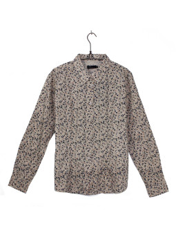 Chemise fleurie coton femme beige – Manches longues, imprimé chic