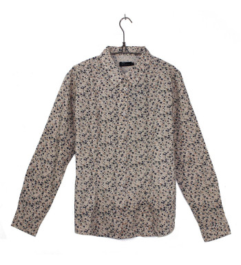 Chemise fleurie coton femme beige – Manches longues, imprimé chic