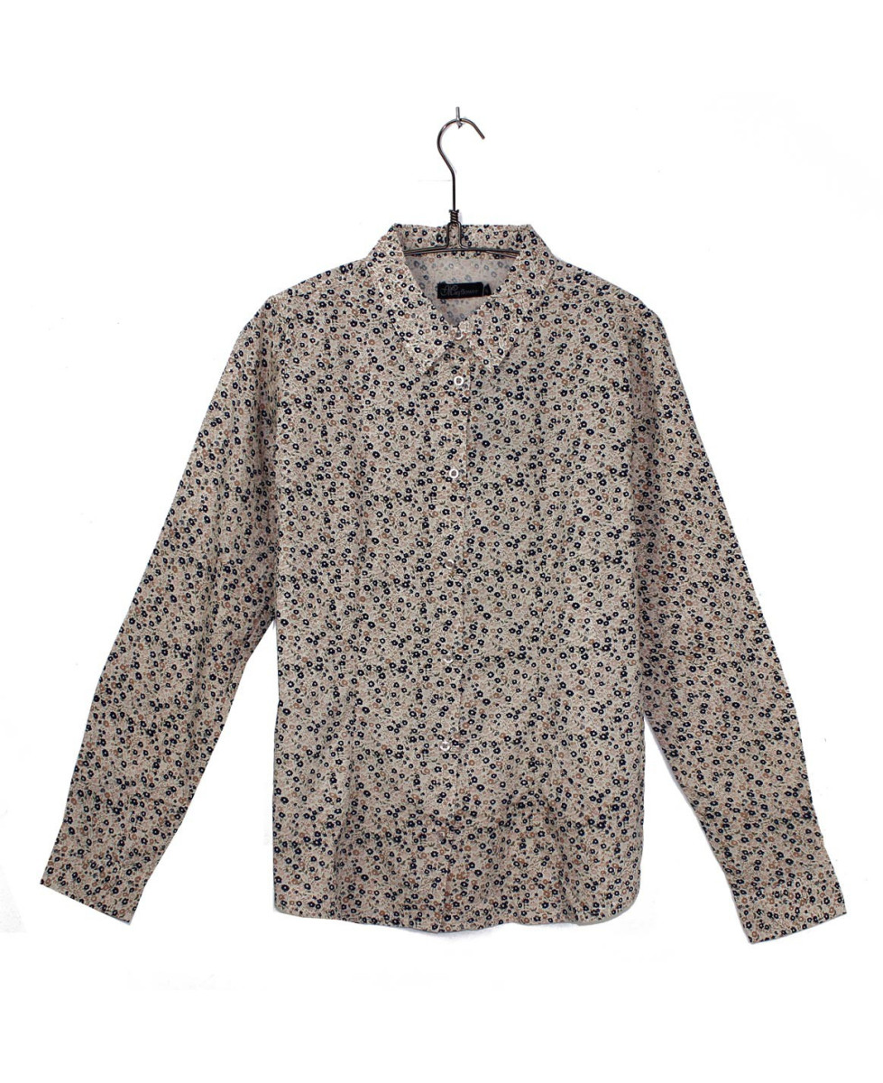 Chemise fleurie coton femme beige – Manches longues, imprimé chic