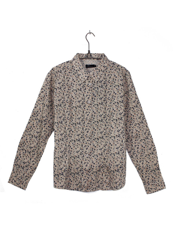 Chemise fleurie coton femme beige – Manches longues, imprimé chic