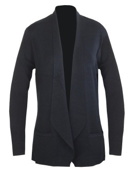 Gilet cardicool noir COLCHIQUE4 – Maille fine, col châle chic