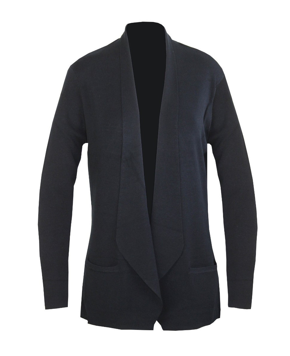 Gilet cardicool noir COLCHIQUE4 – Maille fine, col châle chic