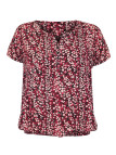 Tunique femme viscose rose/rouge/noir – Col ouvert, imprimé