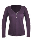 Tee-shirt prune COUGAR1P col fantaisie manches retroussables