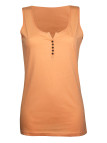 Débardeur orange femme coton – Col rond roulotté, boutons