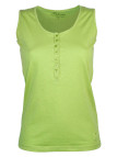 Débardeur vert anis coton femme – Col tunisien, patte boutonnée