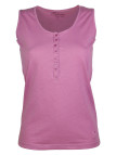 Débardeur mauve coton femme – Col tunisien, grande patte boutonnée
