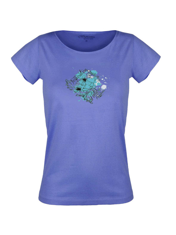 Tee-shirt lavande DANIELE3 col rond sérigraphie coton femme