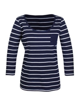 Tee-shirt DARCY1 marine/blanc rayé coton manches 3/4 femme