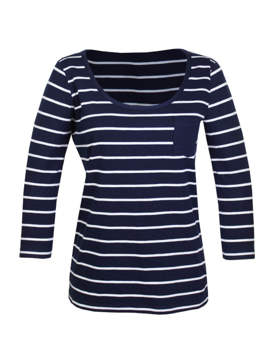 Tee-shirt DARCY1 marine/blanc rayé coton manches 3/4 femme