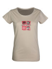 Tee-shirt col rond beige DATURA1 sérigraphie coton femme