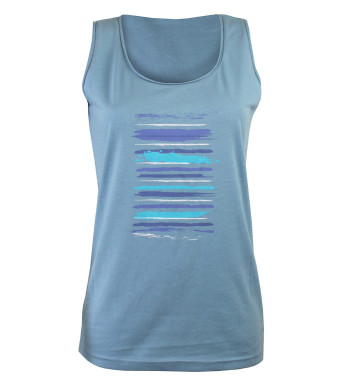 Débardeur bleu femme coton – Sérigraphie col rond tendance