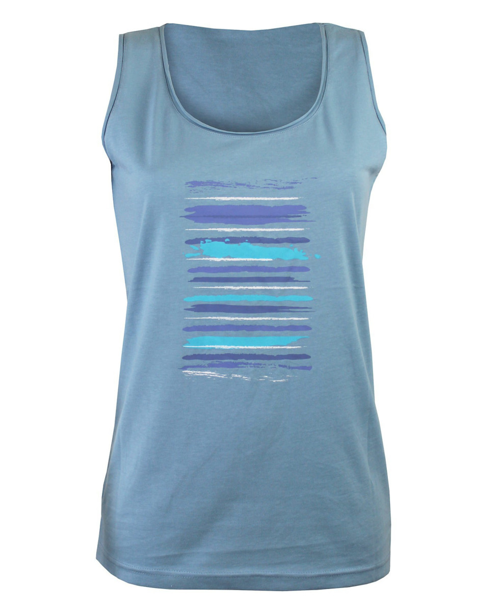 Débardeur bleu femme coton – Sérigraphie col rond tendance