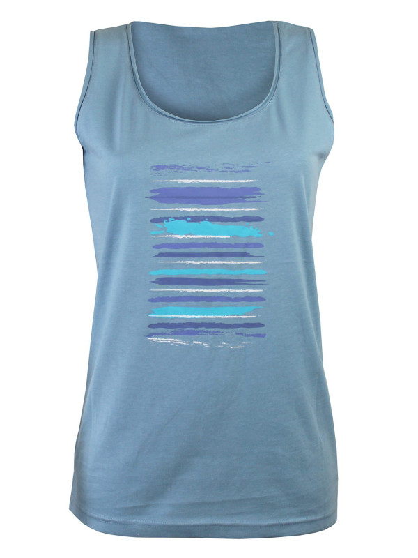 Débardeur bleu femme coton – Sérigraphie col rond tendance