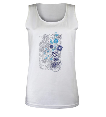 Débardeur blanc femme coton – Sérigraphie, col rond