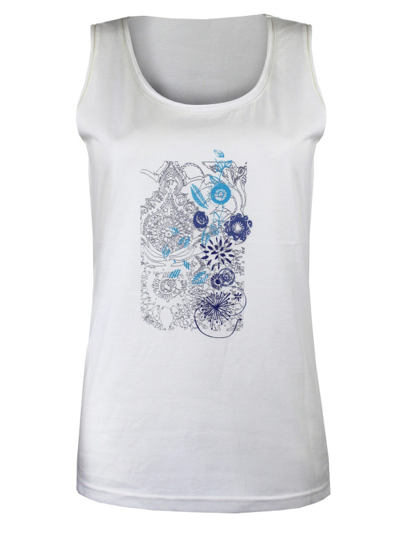 Débardeur blanc femme coton – Sérigraphie, col rond