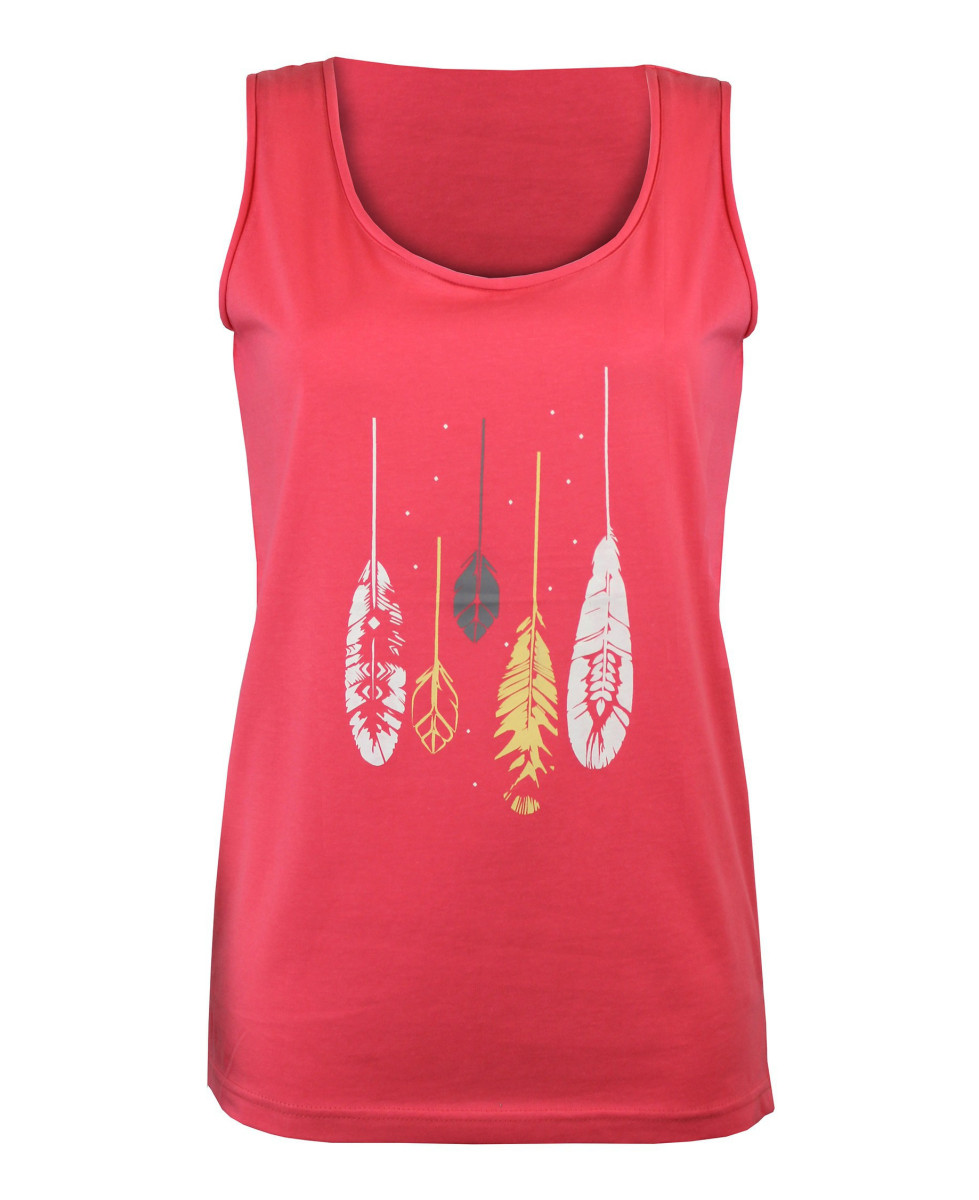 Débardeur rose femme coton – Sérigraphie, col rond