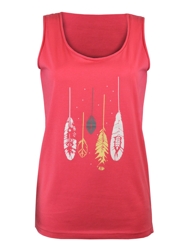 Débardeur rose femme coton – Sérigraphie, col rond