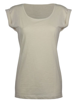 Tee-shirt beige DELHI2 sans manche maille flammée coton