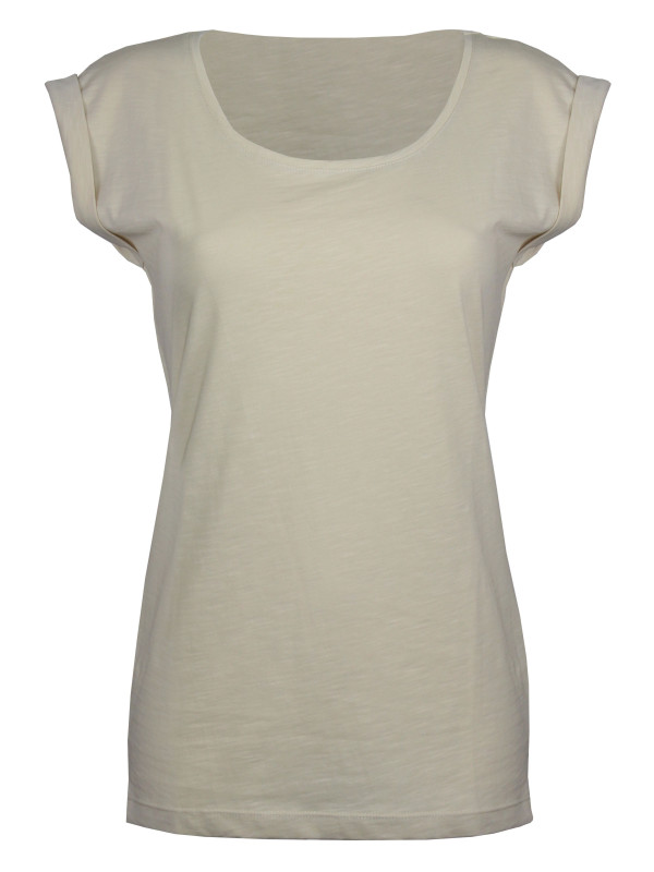 Tee-shirt beige DELHI2 sans manche maille flammée coton