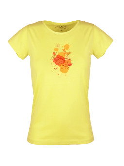 Tee-shirt col rond jaune DESTY2 sérigraphie coton femme