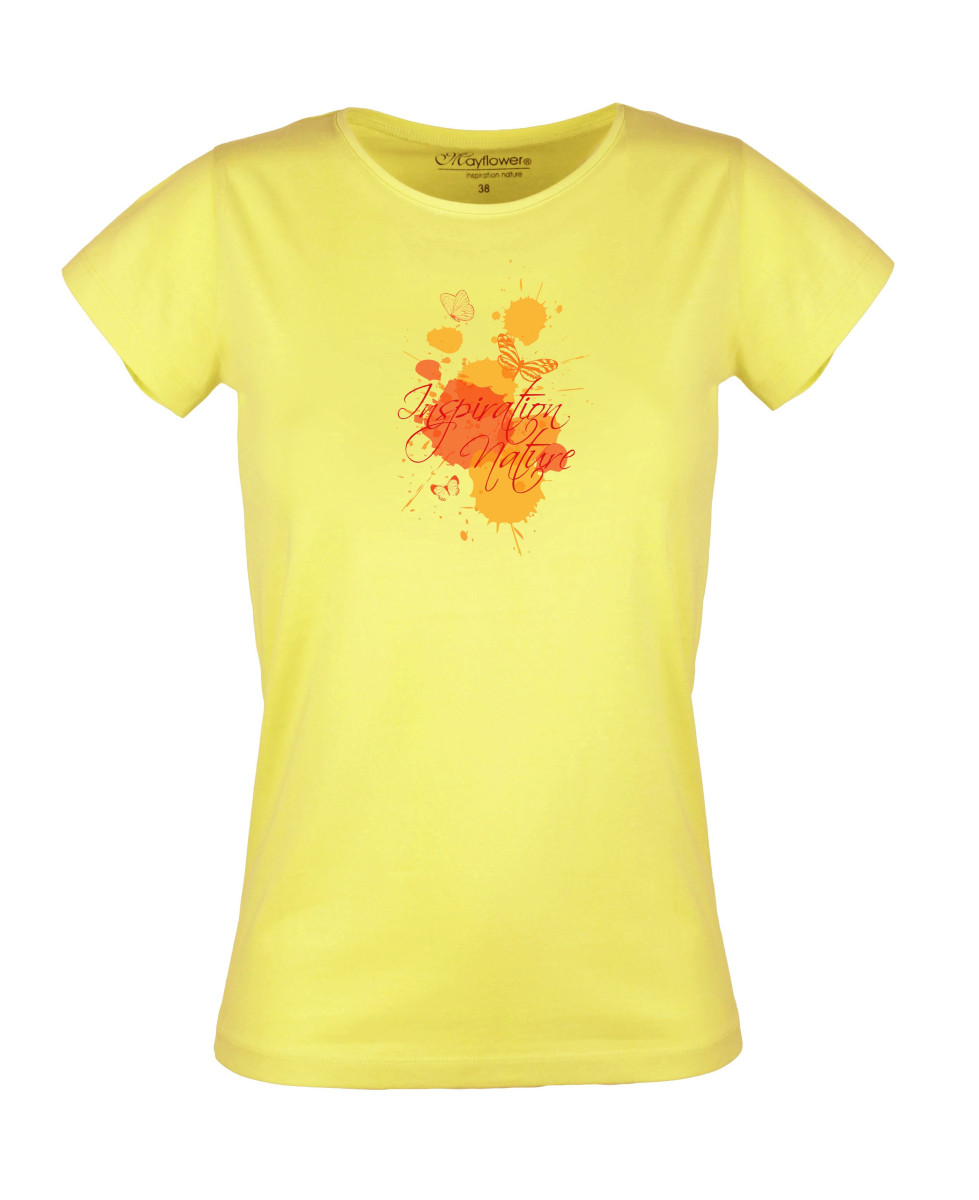 Tee-shirt col rond jaune DESTY2 sérigraphie coton femme