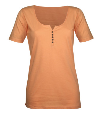 Tee-shirt coton bio orange DETROIT1 col ouvert femme