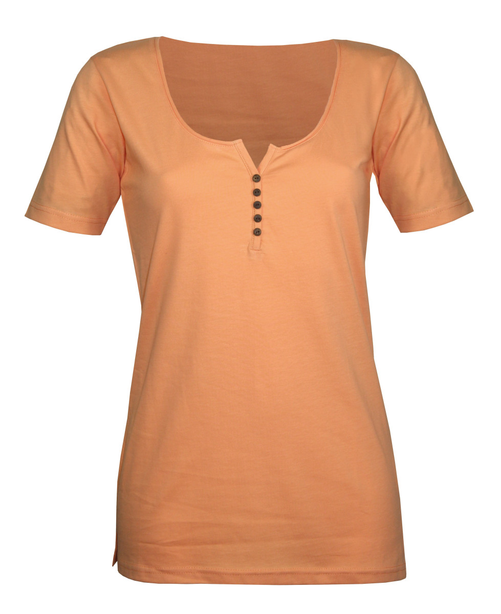 Tee-shirt coton bio orange DETROIT1 col ouvert femme